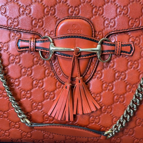 Gucci Tangerine Embossed Leather Shoulder Bag - Picture 6 of 17